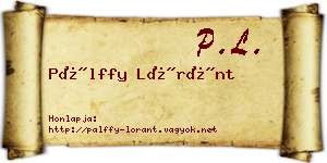 Pálffy Lóránt névjegykártya