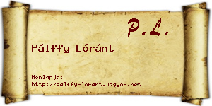 Pálffy Lóránt névjegykártya
